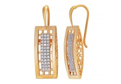 Золотые cерьги классические с фианитом