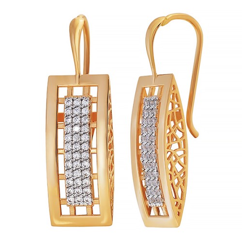 Золотые cерьги классические с фианитом