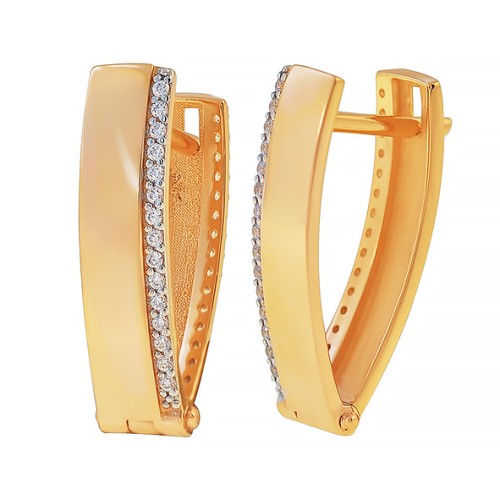 Золотые cерьги с фианитом