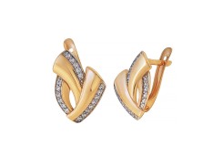 Золотые cерьги классические с фианитом