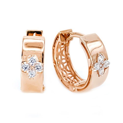 Золотые cерьги классические с фианитом