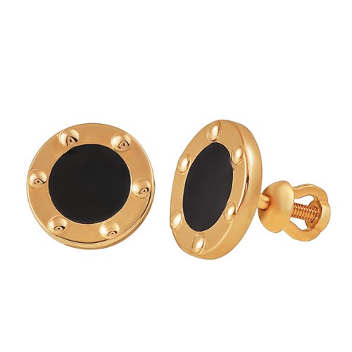 Золотые cерьги пусеты (гвоздики) с эмалью