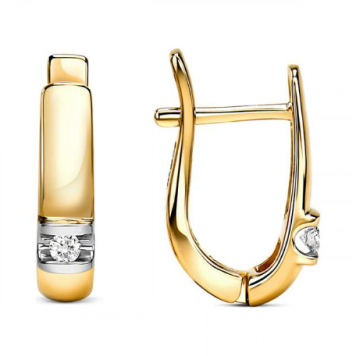 Серьги из желтого золота с бриллиантом