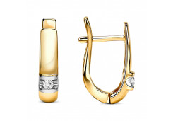 Серьги из желтого золота с бриллиантом