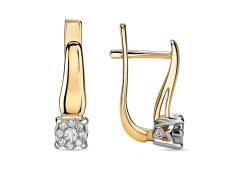 Серьги классические из желтого золота с бриллиантом