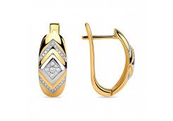 Серьги классические из желтого золота с бриллиантом