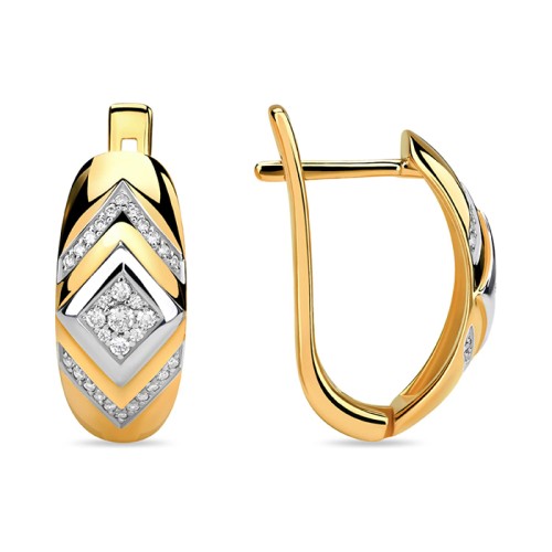 Серьги классические из желтого золота с бриллиантом