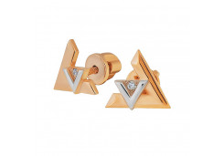 Золотые cерьги пусеты (гвоздики) с фианитом