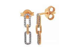 Золотые cерьги пусеты (гвоздики) с фианитом