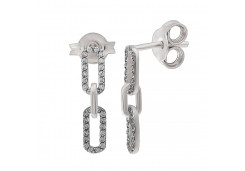 Серьги пусеты (гвоздики) из белого золота с фианитом