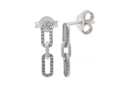 Серьги пусеты (гвоздики) из белого золота с фианитом