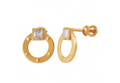 Золотые cерьги пусеты (гвоздики) с фианитом