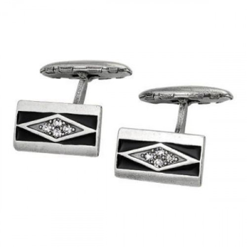 Запонки из серебра с фианитом