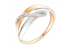 Серебряное кольцо с позолотой с фианитом