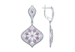 Серебряные cерьги висячие с фианитом
