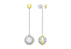 Серебряные cерьги пусеты (гвоздики) с позолотой