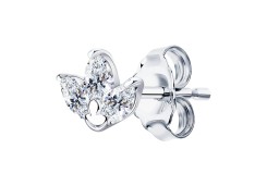 Серьга д/пирсинга из серебра с фианитом