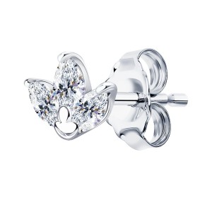 Серьга д/пирсинга из серебра с фианитом