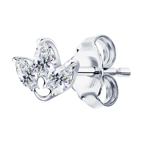 Серьга д/пирсинга из серебра с фианитом