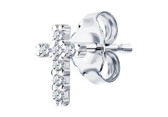 Серьга д/пирсинга из серебра с фианитом