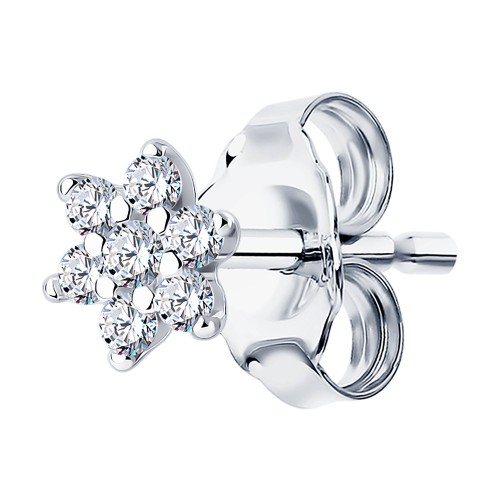 Серьга д/пирсинга из серебра с фианитом