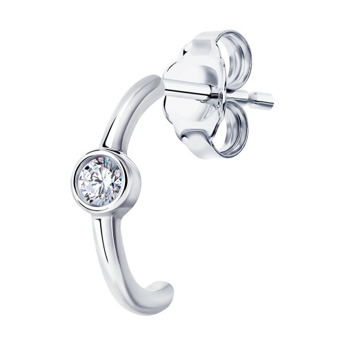 Серьга д/пирсинга из серебра с фианитом