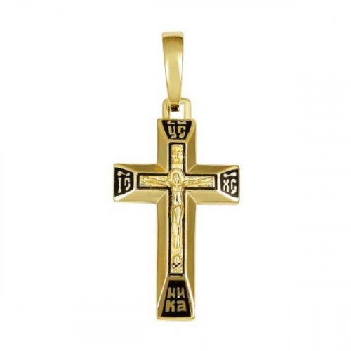 Крест из желтого золота с эмалью