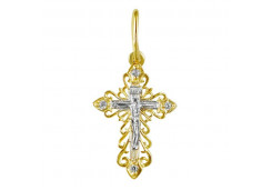 Крест из желтого золота с фианитом