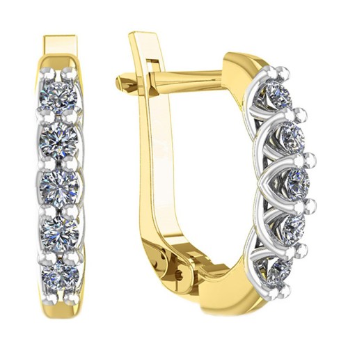 Серьги из желтого золота с бриллиантом