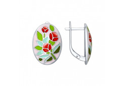 Серебряные cерьги классические с эмалью