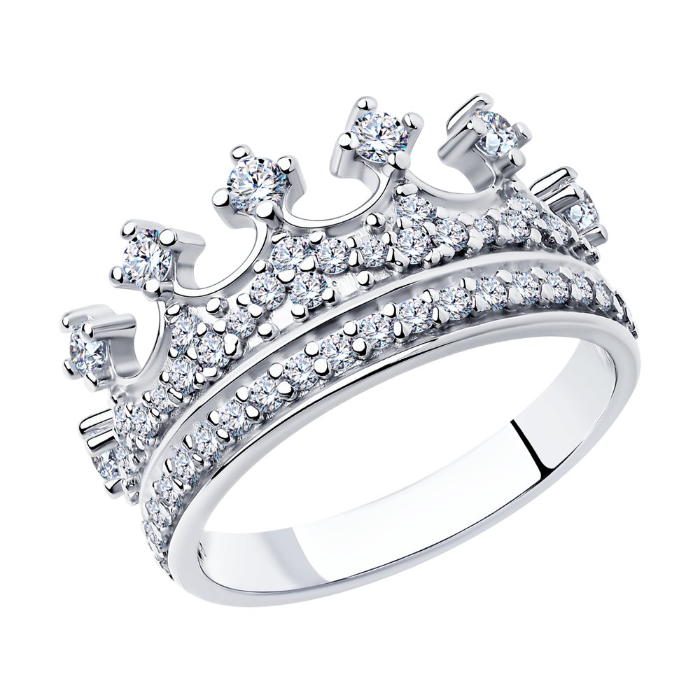 Серебряное кольцо с фианитами корона ди94011216
