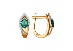 Золотые cерьги классические с изумрудом