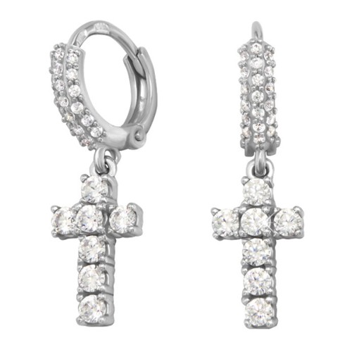 Серебряные cерьги конго с фианитом