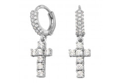 Серебряные cерьги конго с фианитом