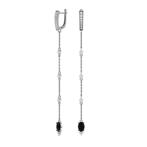 Серебряные cерьги висячие с кварцем