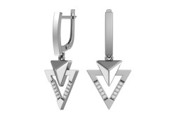 Серебряные cерьги висячие с фианитом