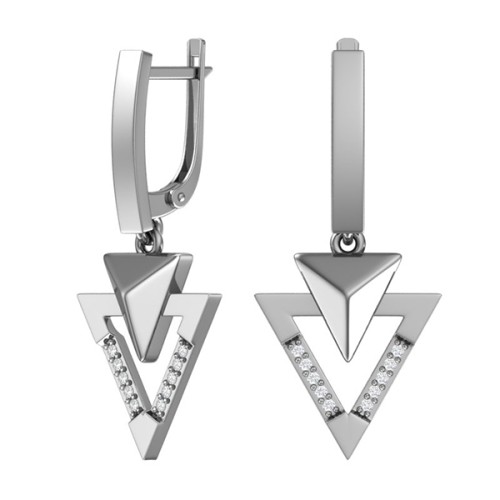 Серебряные cерьги висячие с фианитом