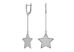 Серебряные cерьги висячие с фианитом