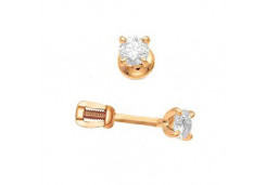 Золотая серьга пусет (гвоздик) с бриллиантом