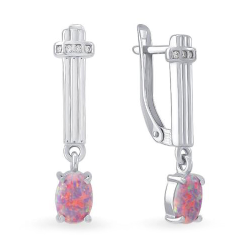 Серебряные cерьги висячие с опалом