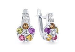 Серебряные cерьги классические с полудрагоценными камнями