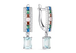 Серебряные cерьги висячие с топазом