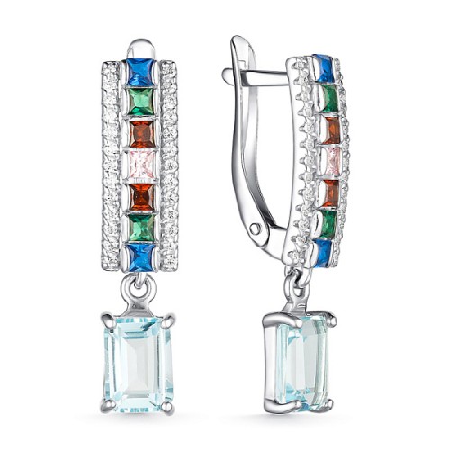 Серебряные cерьги висячие с топазом