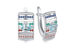 Серебряные cерьги классические с топазом