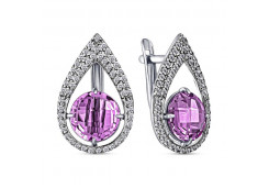 Серебряные cерьги классические с аметистом