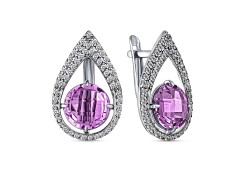 Серебряные cерьги классические с аметистом
