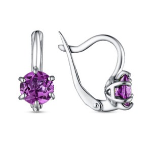 Серебряные cерьги с аметистом
