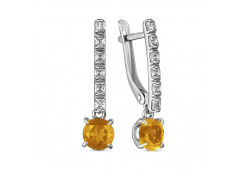 Серебряные cерьги висячие с цитрином