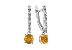 Серебряные cерьги висячие с цитрином
