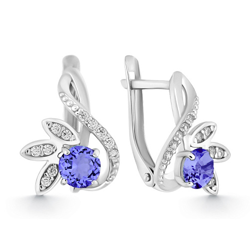 Серебряные cерьги классические с топазом